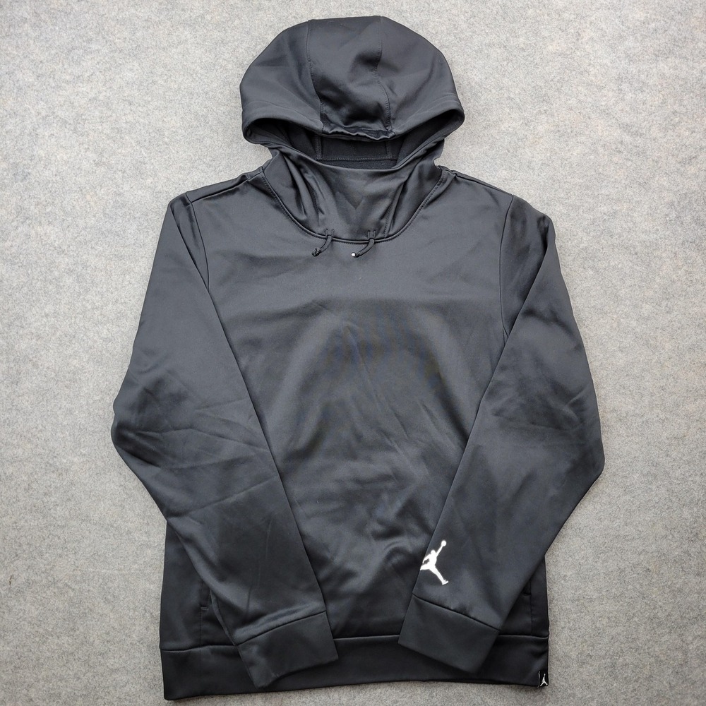 Jordan Hoodie Mens Small Black Therma-Fit Fleece Pullover Sweatshirt Logo